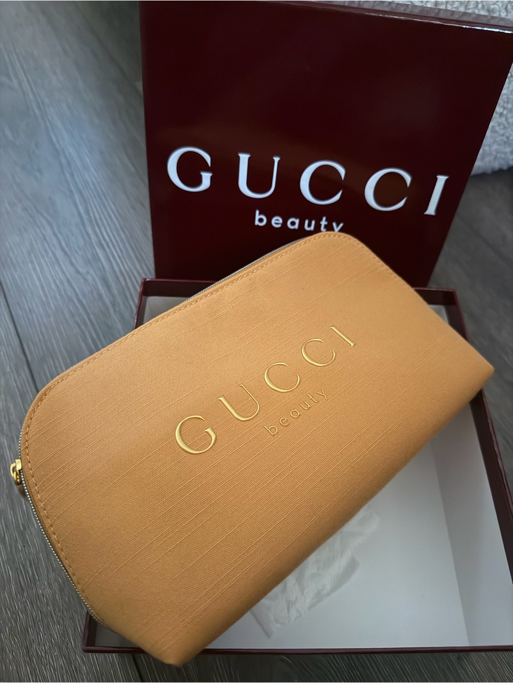 Gucci Beauty Cosmetic Pouch with Gold Logo